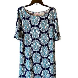 Lilly Pulitzer Blue Sheath Dress with Scoop Neck - Size Small